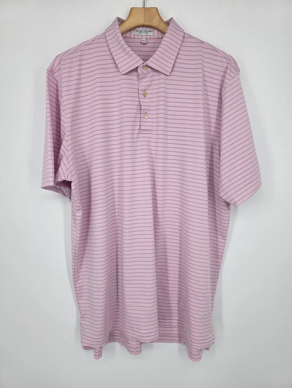 Peter Millar Summer Comfort Pink Blue Striped Polo Shirt XL
